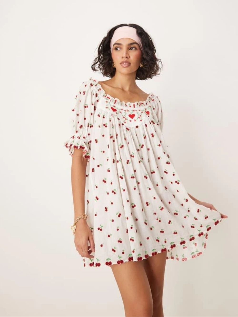 For Love & Lemons | Beaded Cherries Slip Dress